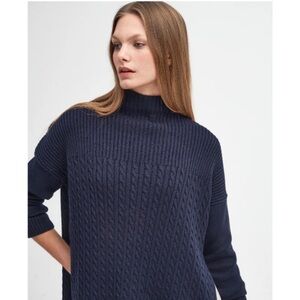 Barbour Stitch Guernsey Ladies Knitted Cape - Navy